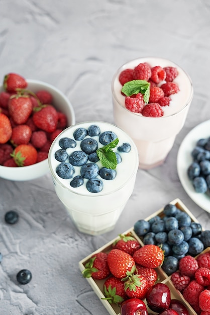 Yogurt drink with delicious berries