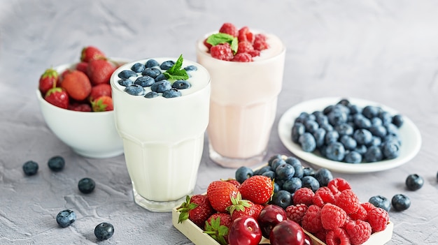 Yogurt drink with delicious berries