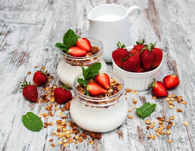 Yogurt and granola for breakfast