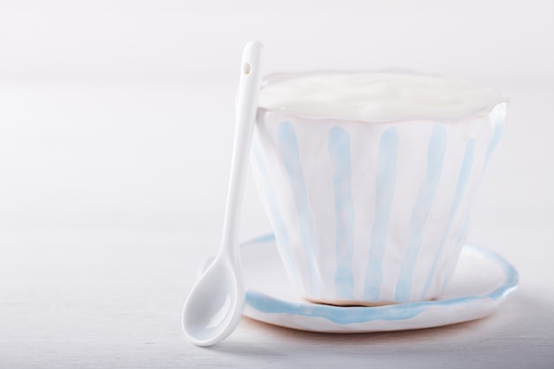 Yogurt,homemade in a ceramic bowl  