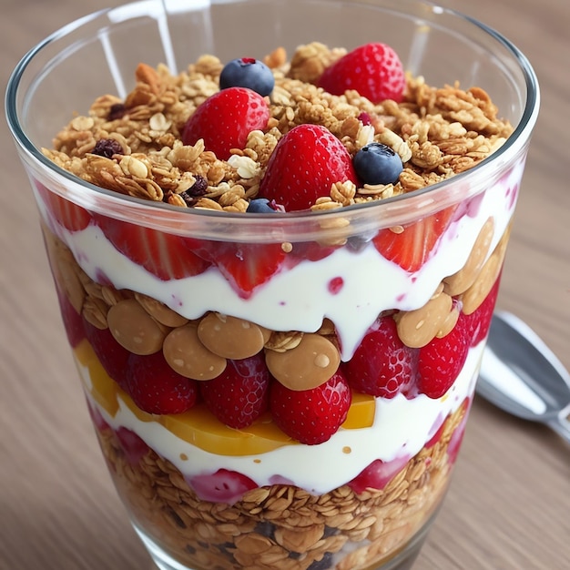 Yogurt Parfait with Fruits and Granola generated by AI