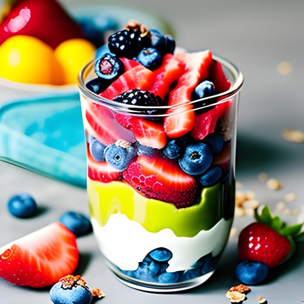 Yogurt parfait with fruits and granola