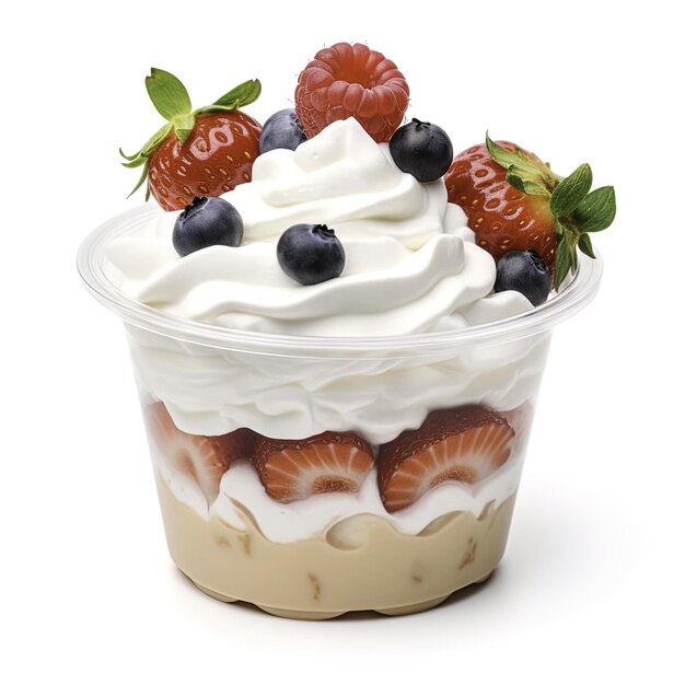 yogurt with berries on a white background