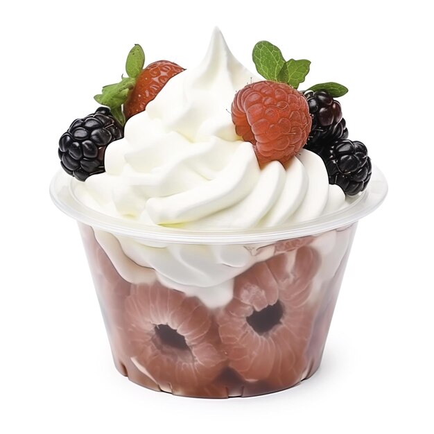 Photo yogurt with berries on a white background