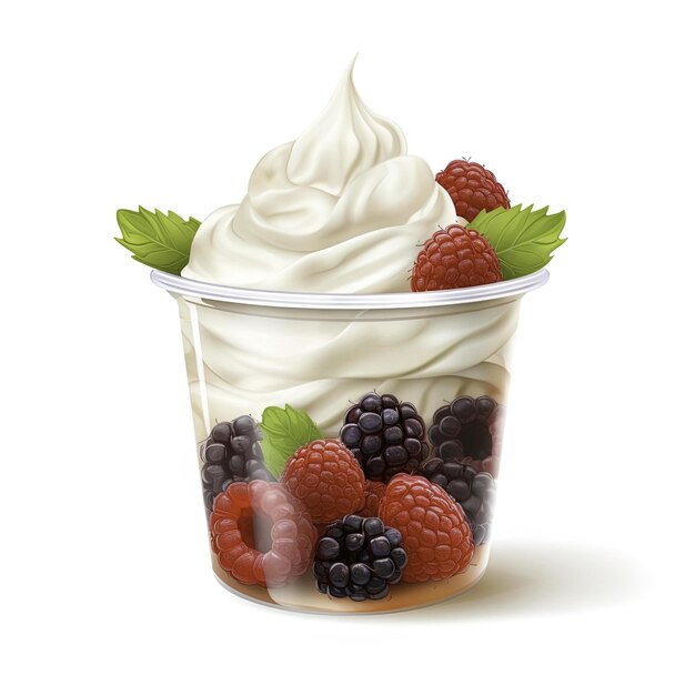 Photo yogurt with berries on a white background