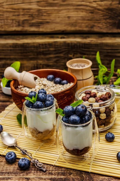 Yogurt with blueberries and chia seeds