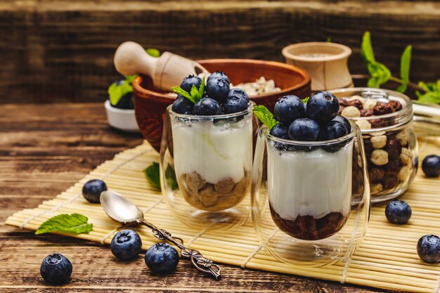 Yogurt with blueberries and chia seeds