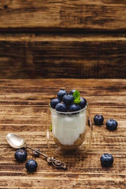 Yogurt with blueberries and chia seeds