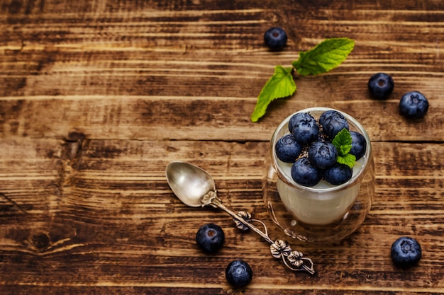 Yogurt with blueberries and chia seeds