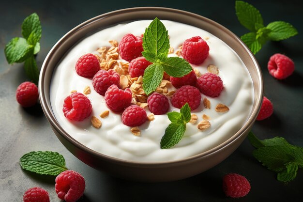 Yogurt with raspberries greek yogurt with raspberries and granola