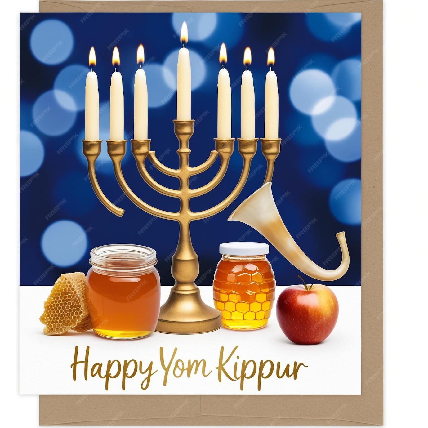 Yom Kippur greeting card design template or background with logo