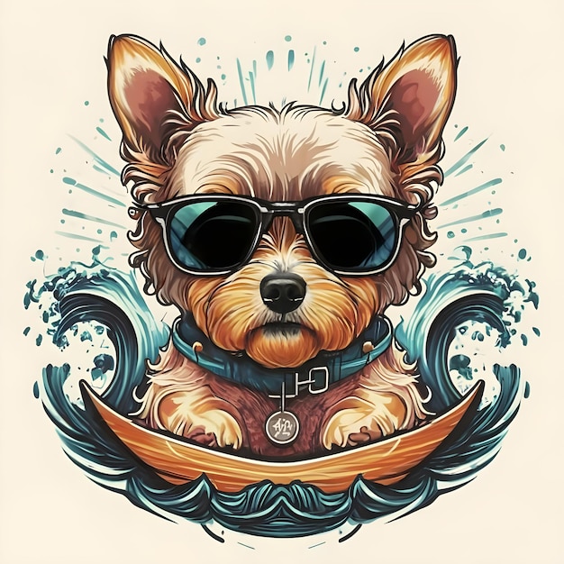 Yorkie en zonnebril t-shirt ontwerp