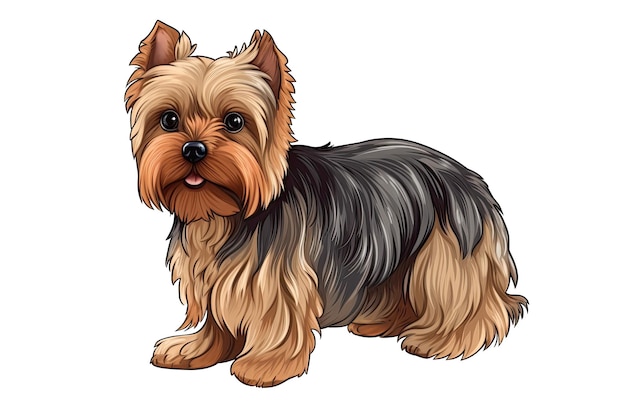 Photo yorkshire terrier dog sticker on isolated tansparent background png logo generative ai