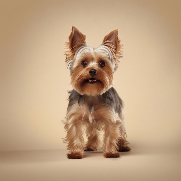 Yorkshire Terrier in full length photography studio photo AI generated
