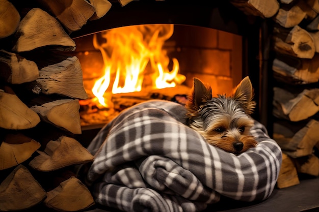 Yorkshire Terrier in een gezellige omgeving