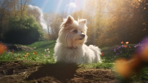 Yorkshire terrier in een park overdag gegenereerd door AI