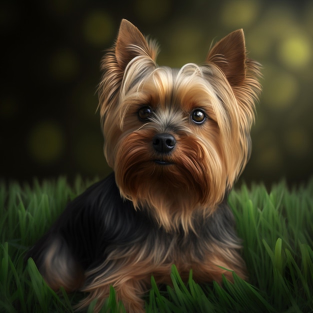 Yorkshire Terrier on a lawn