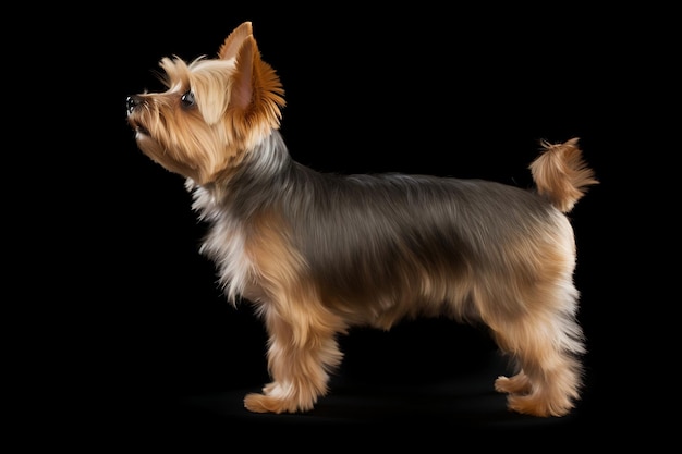 Foto yorkshire terrier met een koninklijke houding