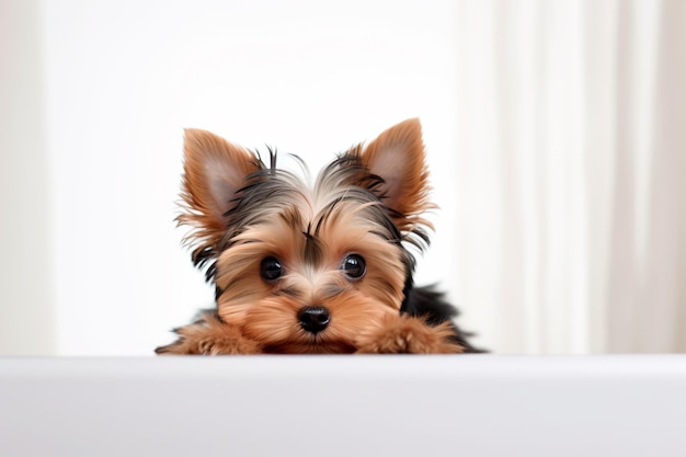 Yorkshire terrier shepherd dog on a white isolated background AI Generated