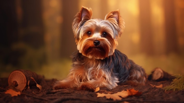 Yorkshire Terrier with a charming face and perky ears