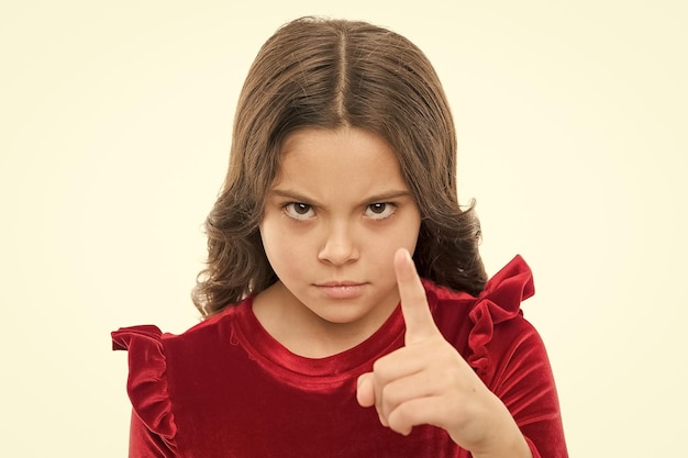 Photo you are warned girl kid threatening with fist isolated on white strong temper threatening with physical attack kids aggression concept aggressive girl threatening to beat you dangerous girl