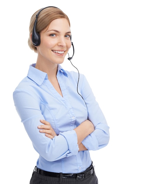 You can hear her smile over the phone Portrait of an attractive young secretary wearing a headset