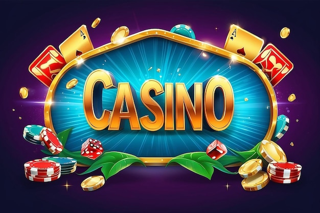 You win casino banner text on the background scene Slots game icon vector illustration