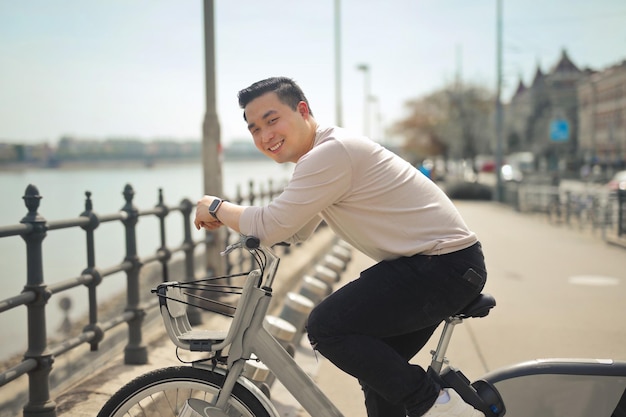 youn man on a bike