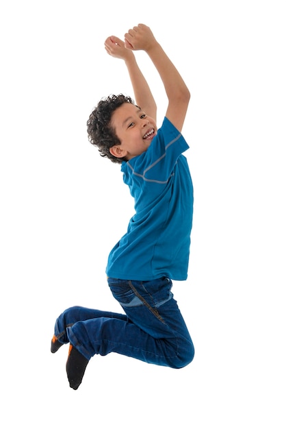 Young Active Boy Jumping Up