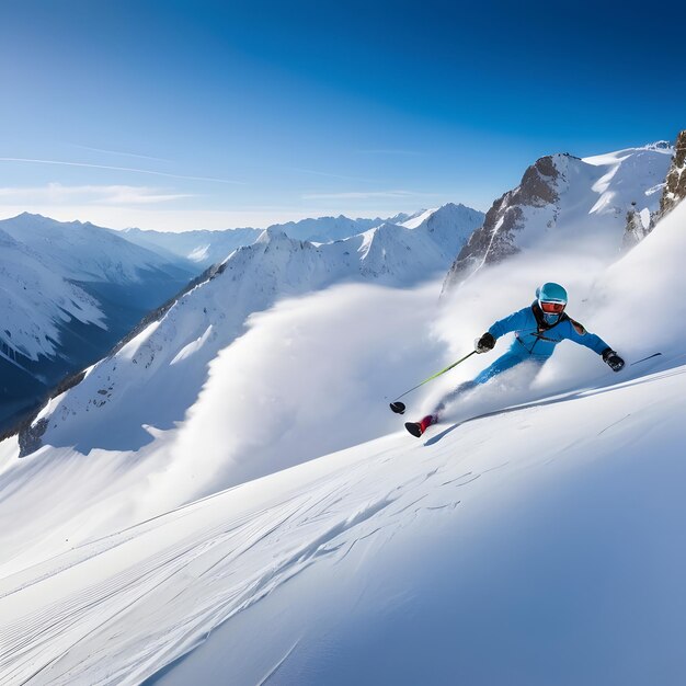 Photo young active snowboarder jumping up on a mountain slope ai generated