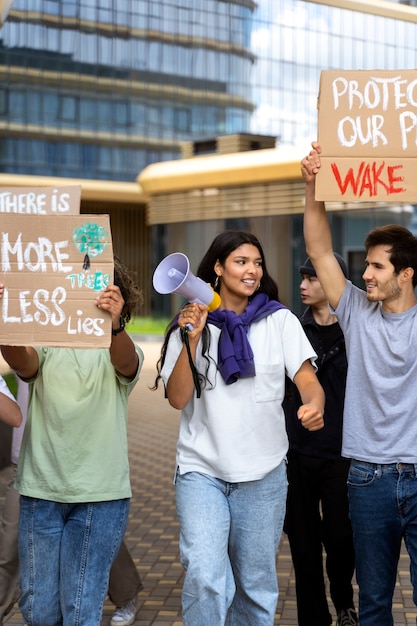 Photo young activists taking action