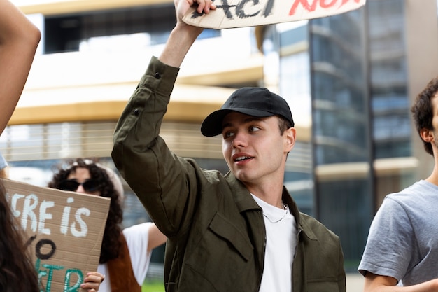 Photo young activists taking action