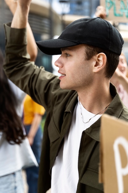 Photo young activists taking action