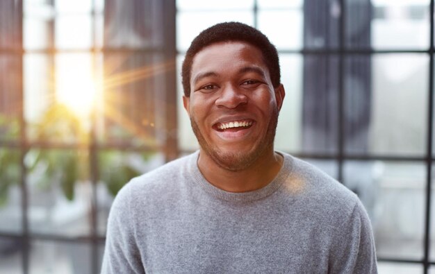 Young adult african american ethnicity man looking at camera