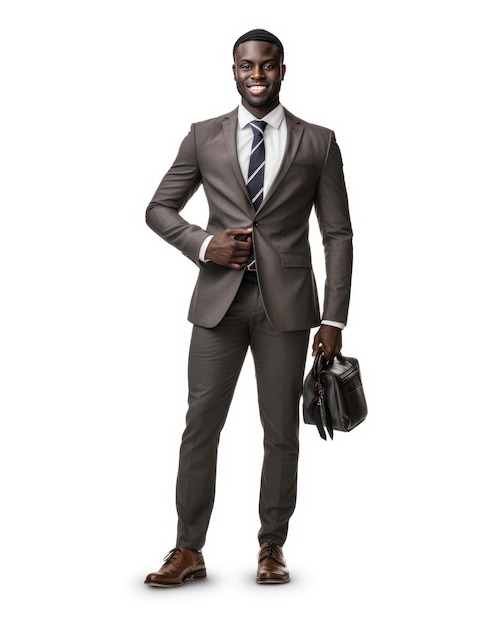 Young Adult Businessman in Formal Wear Standing on White Background