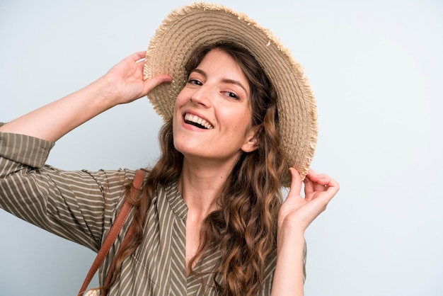 Young adult pretty woman hat and summer concept