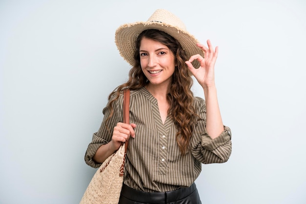 Young adult pretty woman hat and summer concept