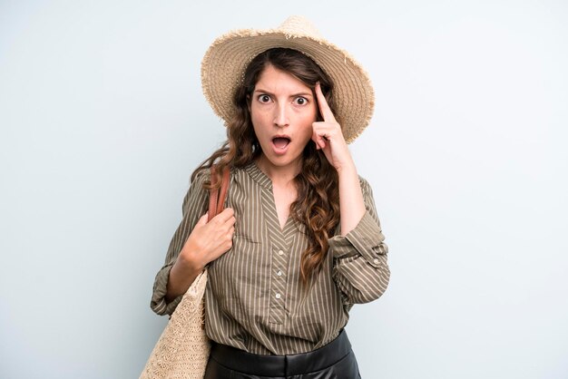 Young adult pretty woman hat and summer concept