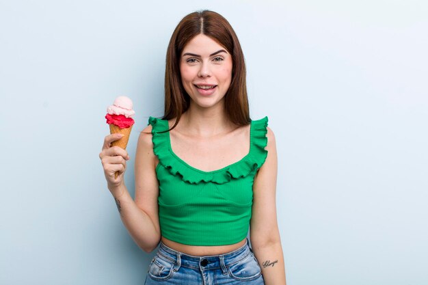 Young adult pretty woman summer and ice cream concept