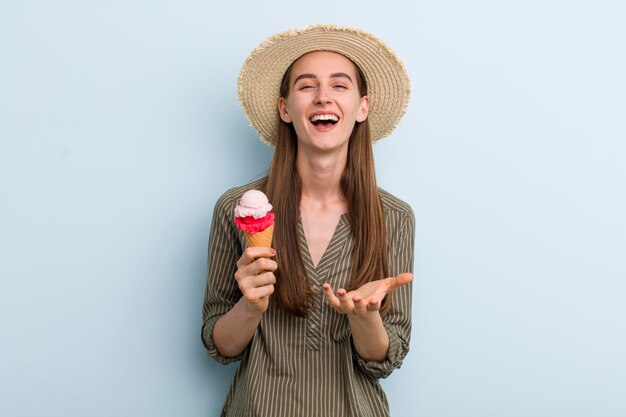 Young adult pretty woman with an ice cream