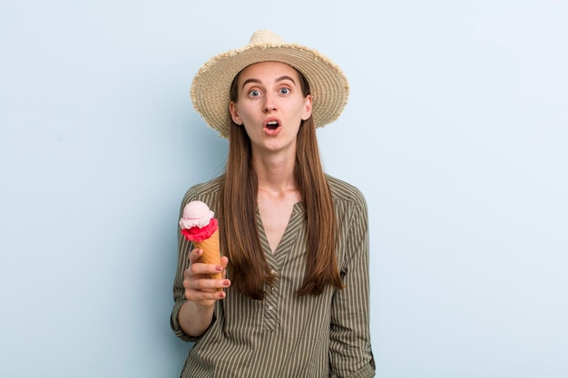 Young adult pretty woman with an ice cream