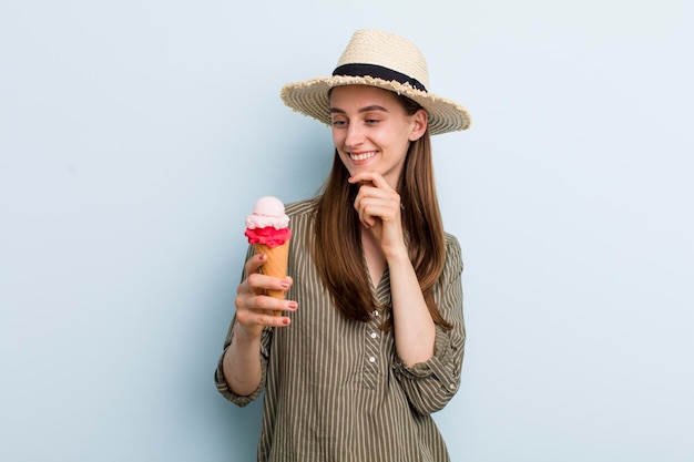 Young adult pretty woman with an ice cream