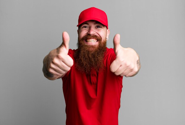 Young adult red hair bearded cool company employee man