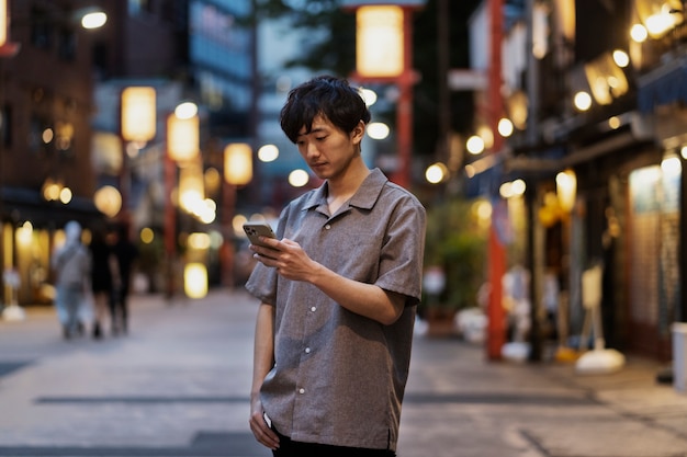 街で一緒に時間を過ごす若い大人