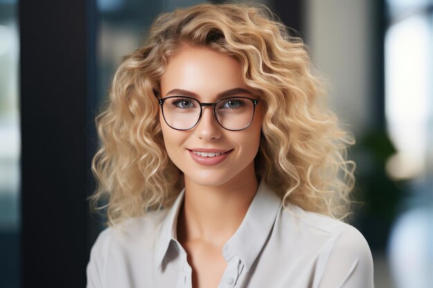 Young adult stylish confident attractive smiling European business woman