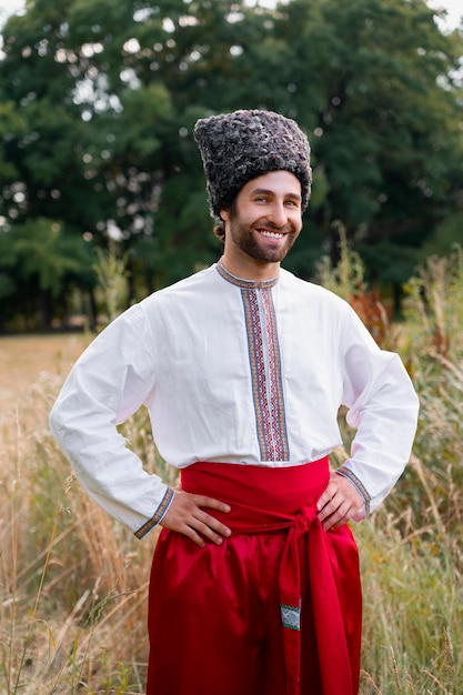 Young adult wearing folk dance costume