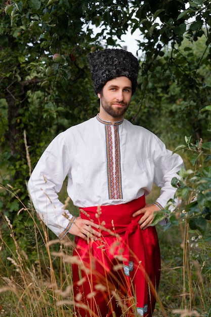 Young adult wearing folk dance costume