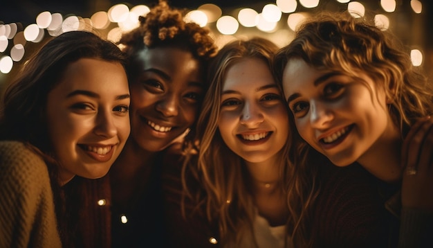 Young adults enjoy carefree nightlife partying together generated by AI