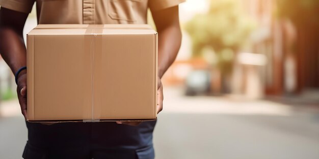 Photo young adults hand holding cardboard box preparing to organize and move into a new home concept moving into new home young adults holding cardboard box organizing lifestyle changes