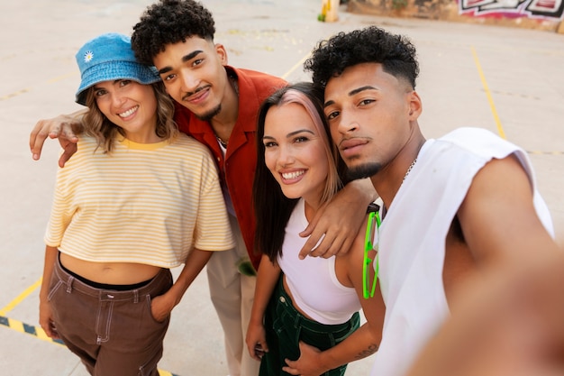 young adults having block party